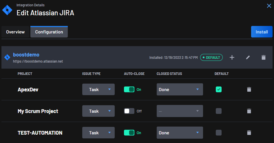 Auto-close per project