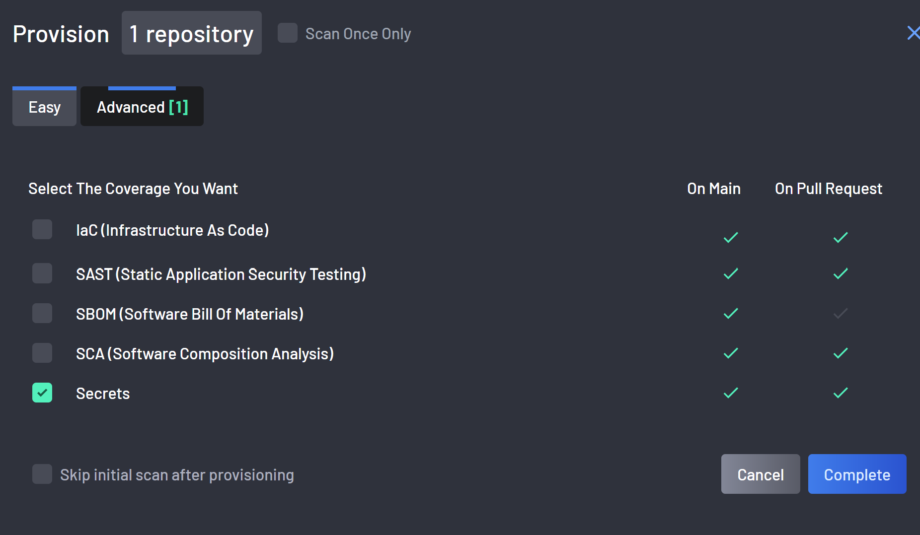 Skip initial scan after provisioning