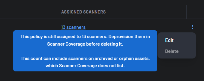Delete blocked while the policy is assigned