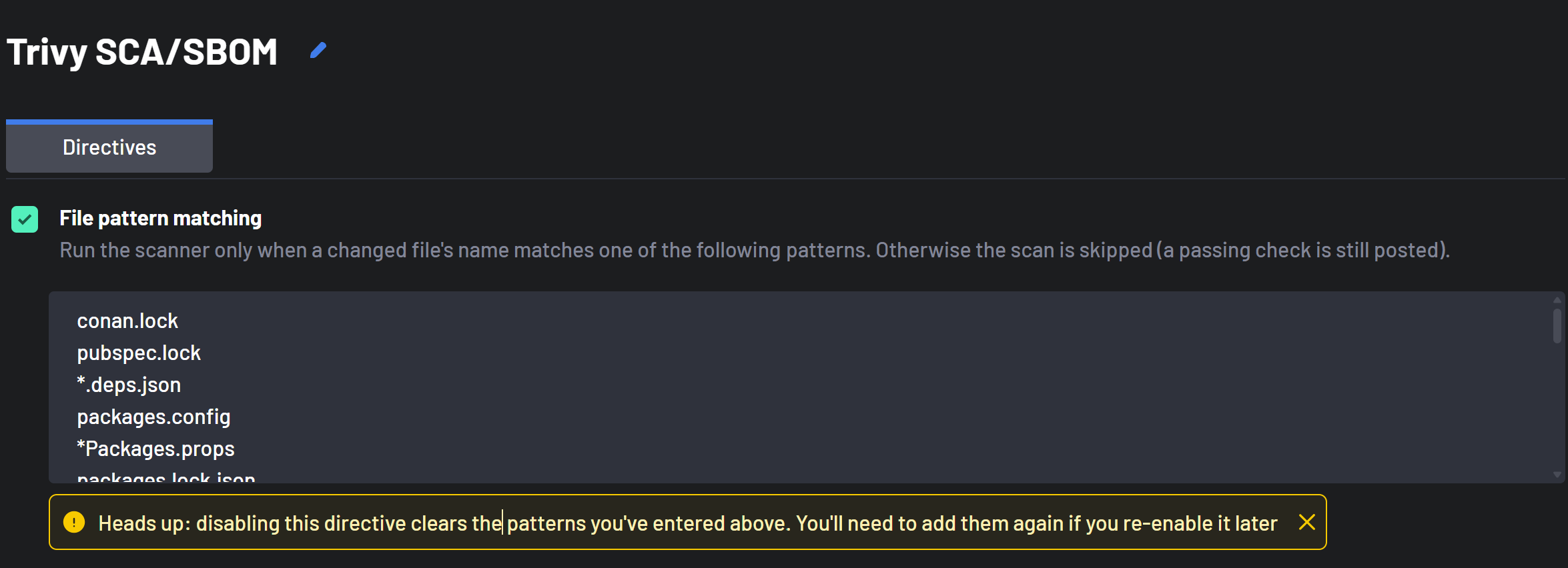 File pattern matching directive