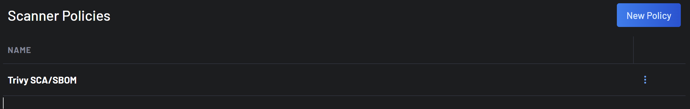 Scanner Policies list